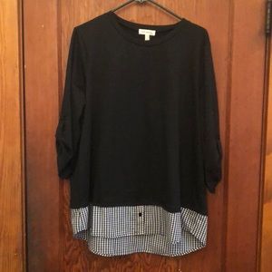 Black and some white and black plaid blouse